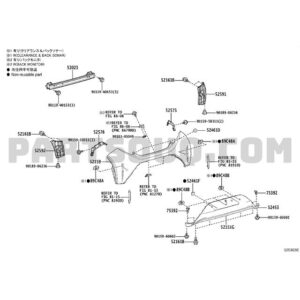 1924 9100000019246 52575-0H050 SUPPORTO PARAURTI POSTERIORE DESTRO TOYOTA AYGO
